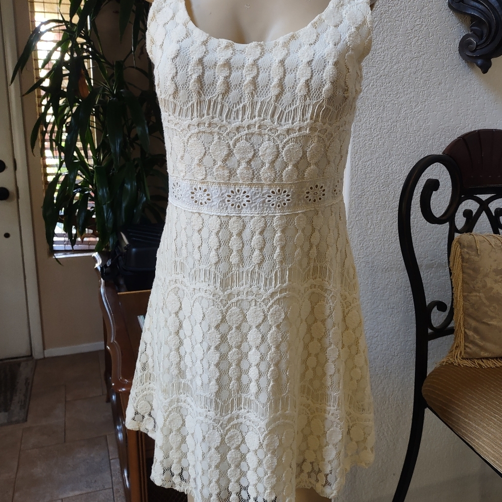 ANGL Cream Lace Dress